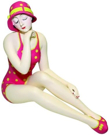פסל פסל היופי הרטרו הרטרו הרטרו שלי | חליפת שחייה משנות השלושים אישה נקודות פולקה צהובות ורודות